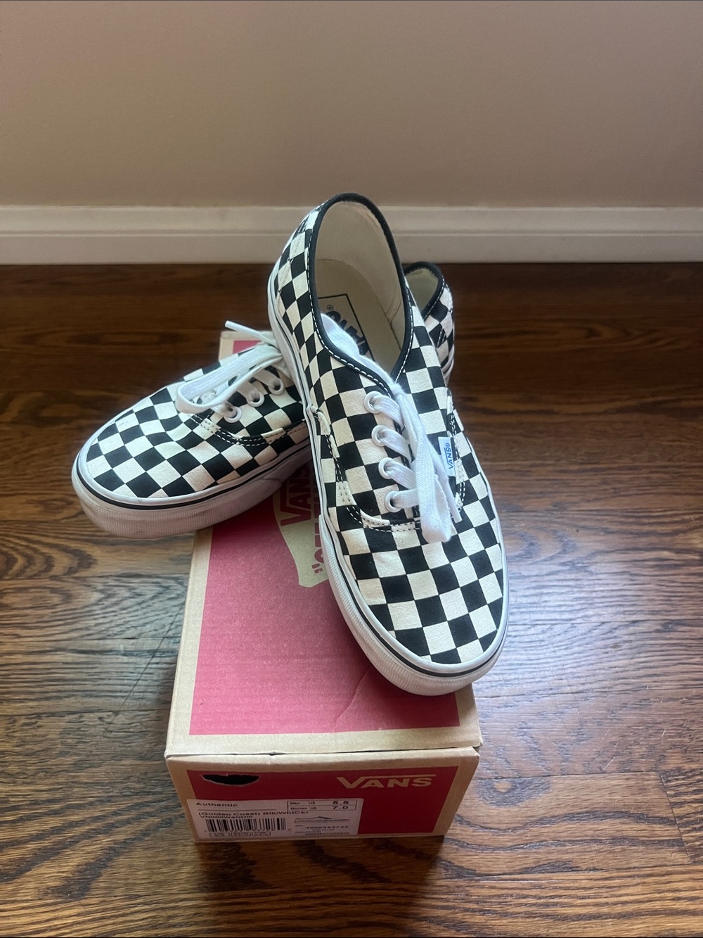 Vans Checkerboard Lace-Up Sneakers - Black & White